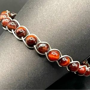 Wire Wrapped Red Tigers Eye Bracelet